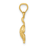 14K Gold Turtle Pendant with Polished Diamond-Cut Detail